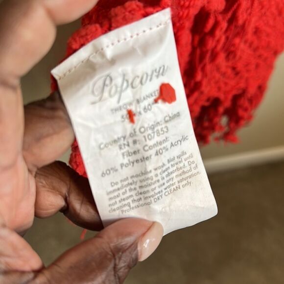 Popcorn Red throw Blanket Decor 50”x60” - Picture 6 of 6